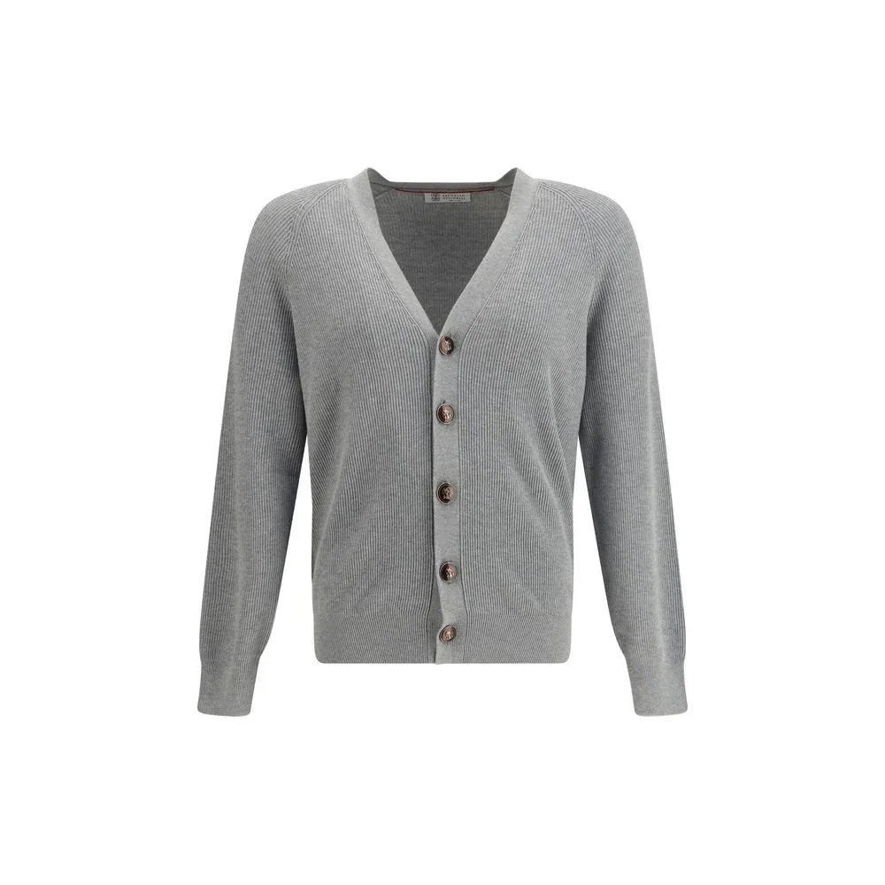 Brunello Cucinelli Gray Cotton Cardigan - Zeiniez