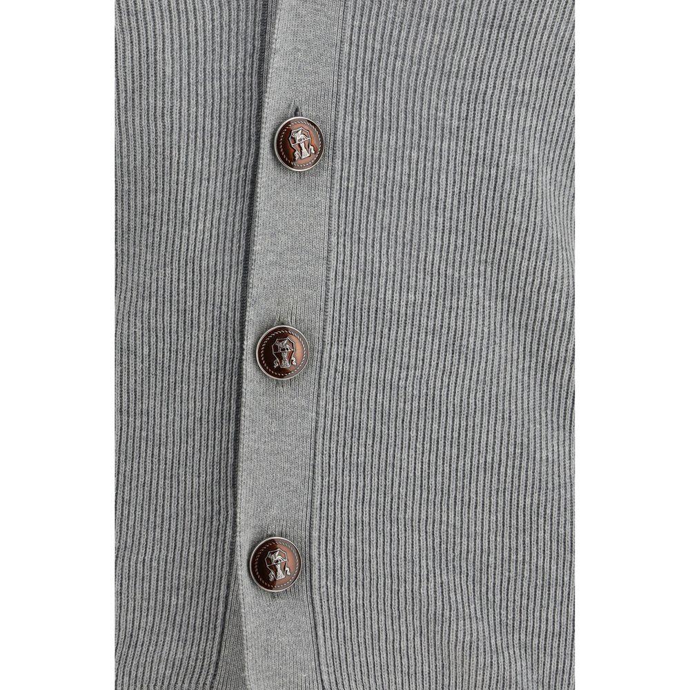 Brunello Cucinelli Gray Cotton Cardigan - Zeiniez