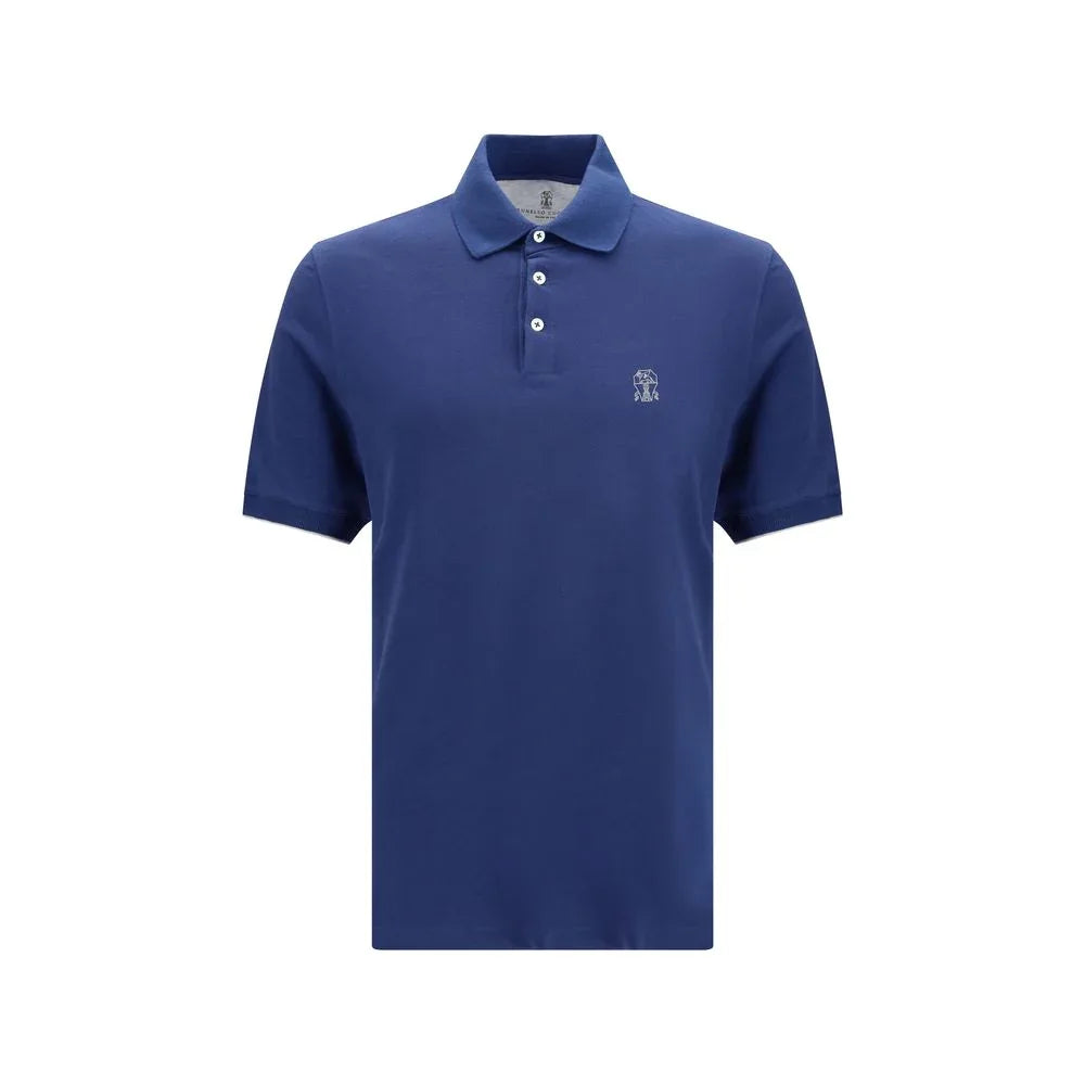 Brunello Cucinelli Blue Cotton Polo Shirt - Zeiniez