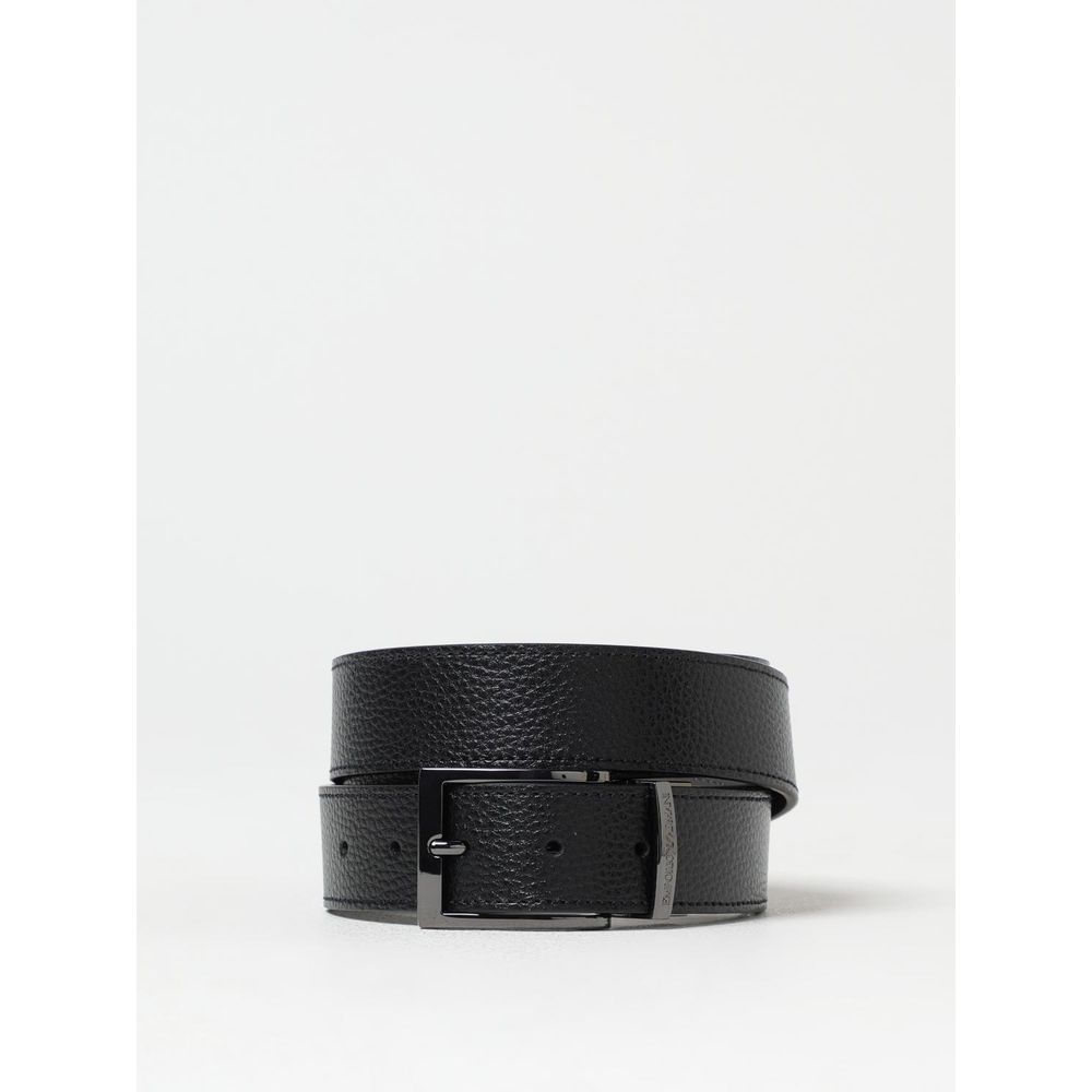 Emporio Armani Black Leather Regular Belt - Zeiniez