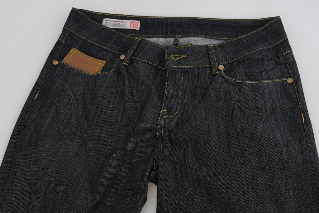 PLEIN SUD Cotton Blue High Waist Straight Cropped Trouser Jeans - Zeiniez