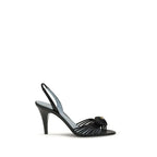 Valentino Garavani Black Calf Leather Bos Taurus Stiletto Heel Sandals - Zeiniez
