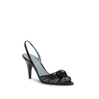 Valentino Garavani Black Calf Leather Bos Taurus Stiletto Heel Sandals - Zeiniez