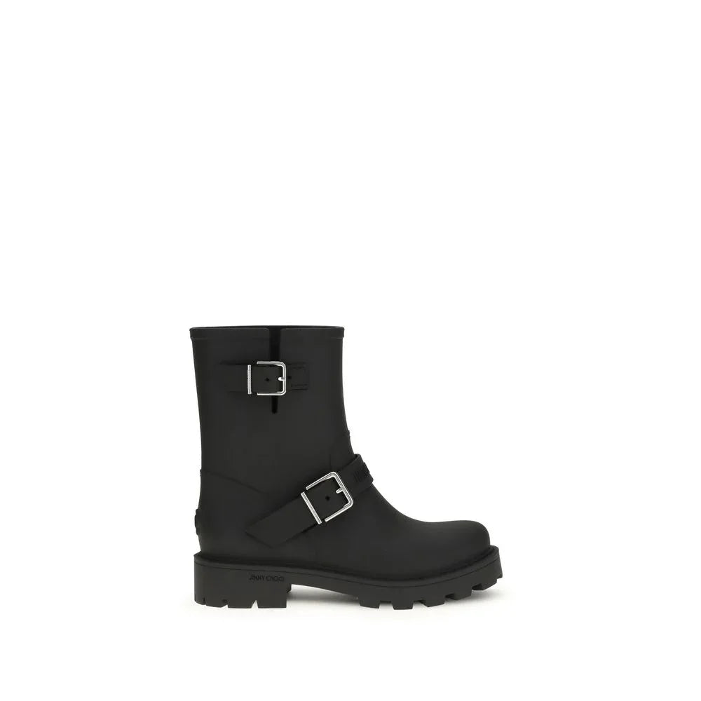 Jimmy Choo Black Polyurethane Rain Boots - Zeiniez