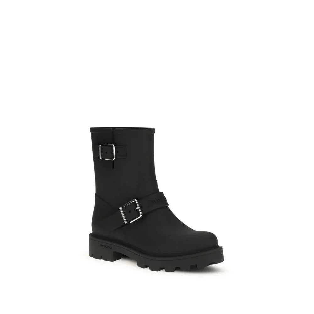 Jimmy Choo Black Polyurethane Rain Boots - Zeiniez