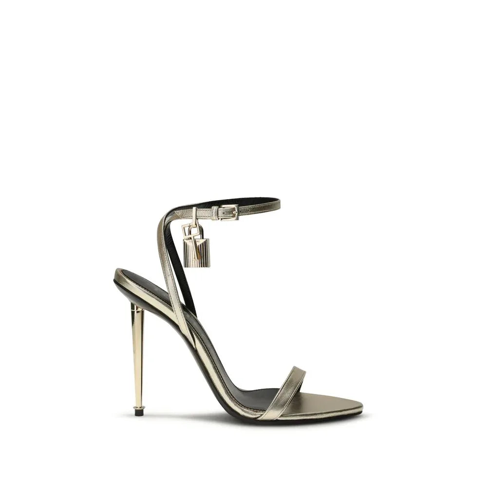 Tom Ford Gold Goatskin Stiletto Heel Sandals - Zeiniez