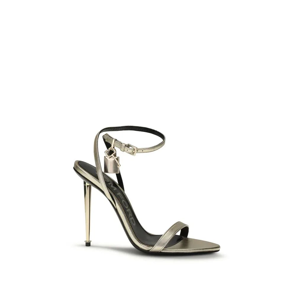 Tom Ford Gold Goatskin Stiletto Heel Sandals - Zeiniez