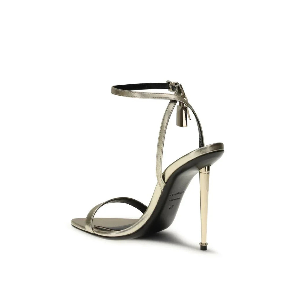 Tom Ford Gold Goatskin Stiletto Heel Sandals - Zeiniez