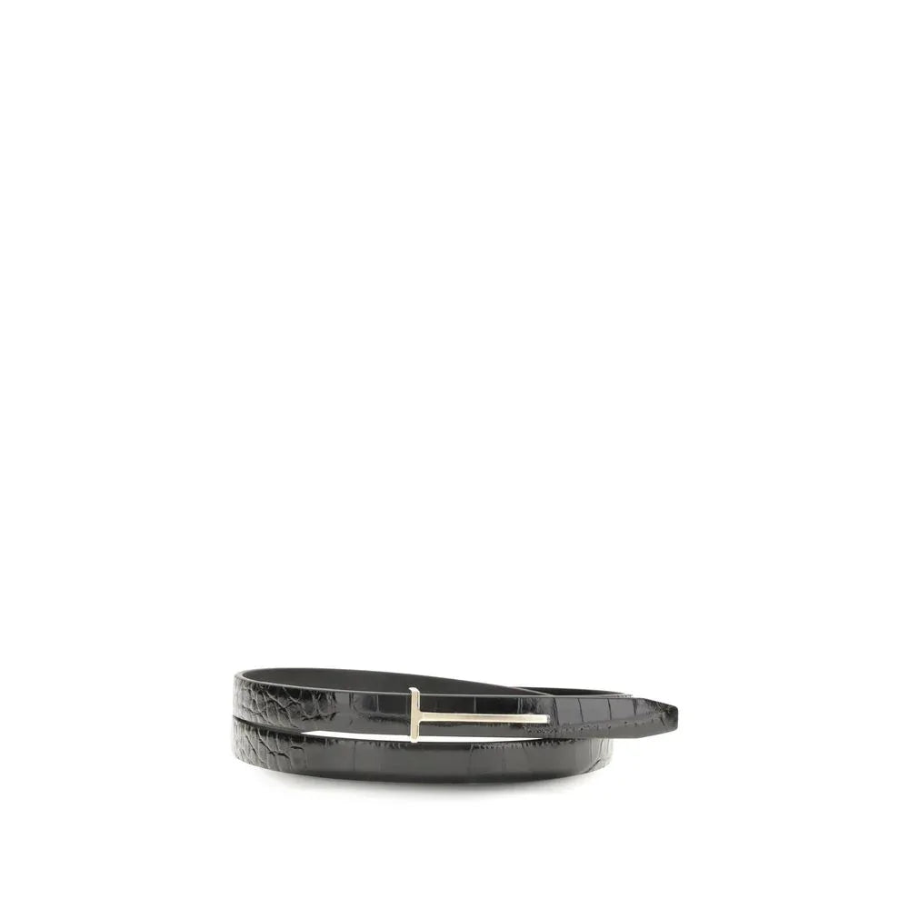 Tom Ford Black Leather Thin Belt - Zeiniez