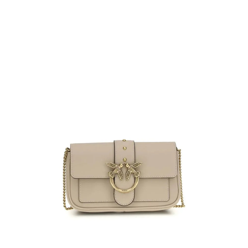 PINKO Beige Calf Leather Bos Taurus Shoulder Bag - Zeiniez
