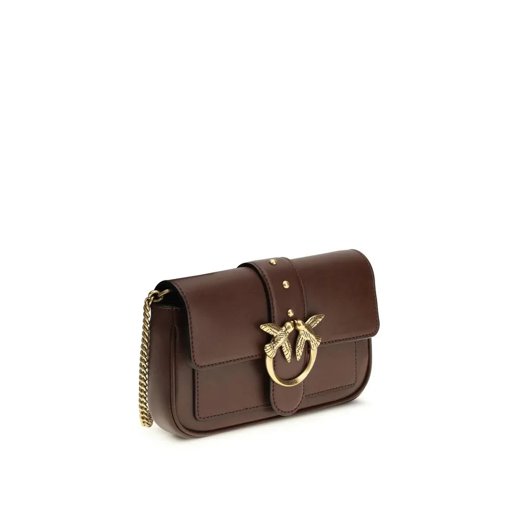 PINKO Brown Calf Leather Bos Taurus Shoulder Bag - Zeiniez