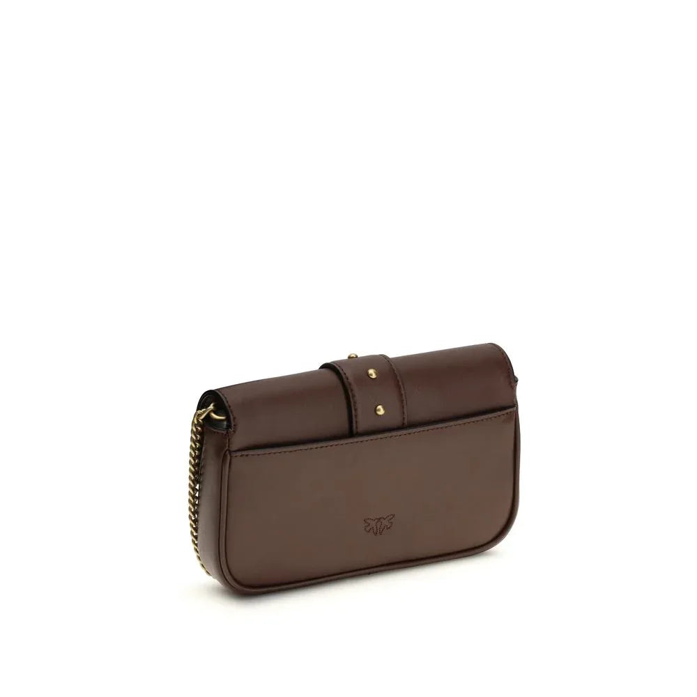 PINKO Brown Calf Leather Bos Taurus Shoulder Bag - Zeiniez