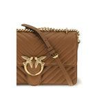 PINKO Brown Calf Leather Bos Taurus Shoulder Bag - Zeiniez