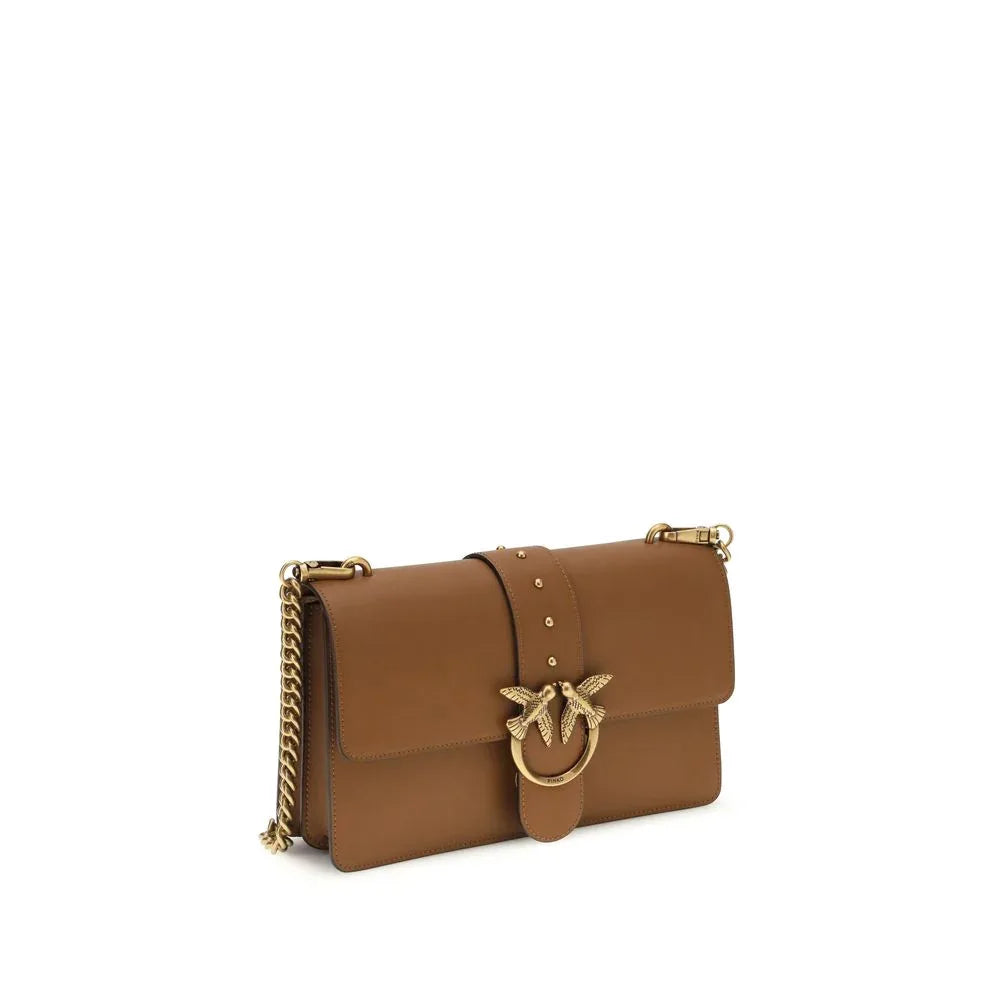 PINKO Brown Calf Leather Bos Taurus Shoulder Bag - Zeiniez