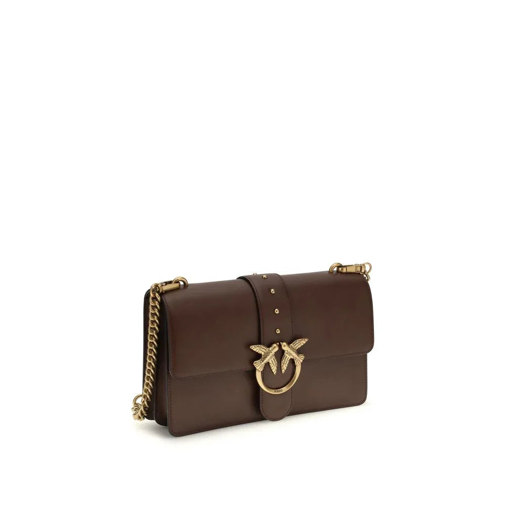 PINKO Brown Calf Leather Bos Taurus Shoulder Bag - Zeiniez