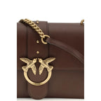 PINKO Brown Calf Leather Bos Taurus Shoulder Bag - Zeiniez
