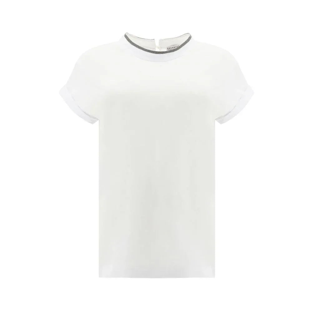 Brunello Cucinelli White Elastane T-Shirt - Zeiniez
