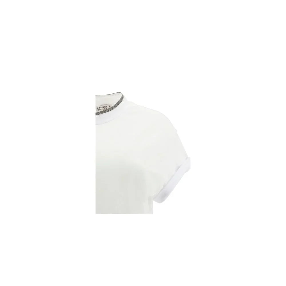 Brunello Cucinelli White Elastane T-Shirt - Zeiniez