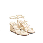 Valentino Garavani Beige Calfskin Wedge Sandals