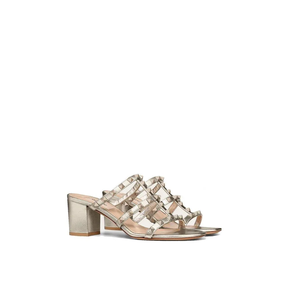 Valentino Garavani Gold Calfskin Mules - Zeiniez