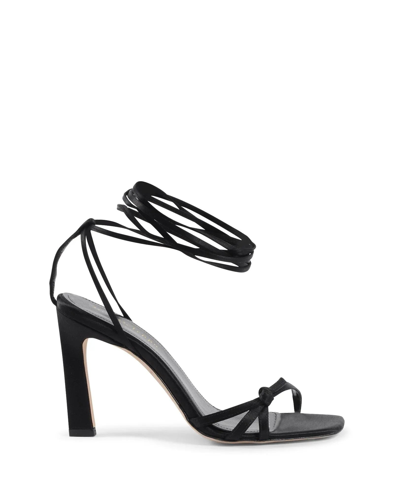 Dee Ocleppo Black Satin Strap-On Sandals - Zeiniez