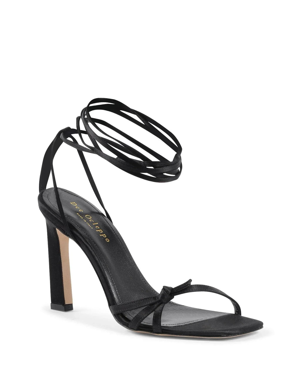 Dee Ocleppo Black Satin Strap-On Sandals - Zeiniez