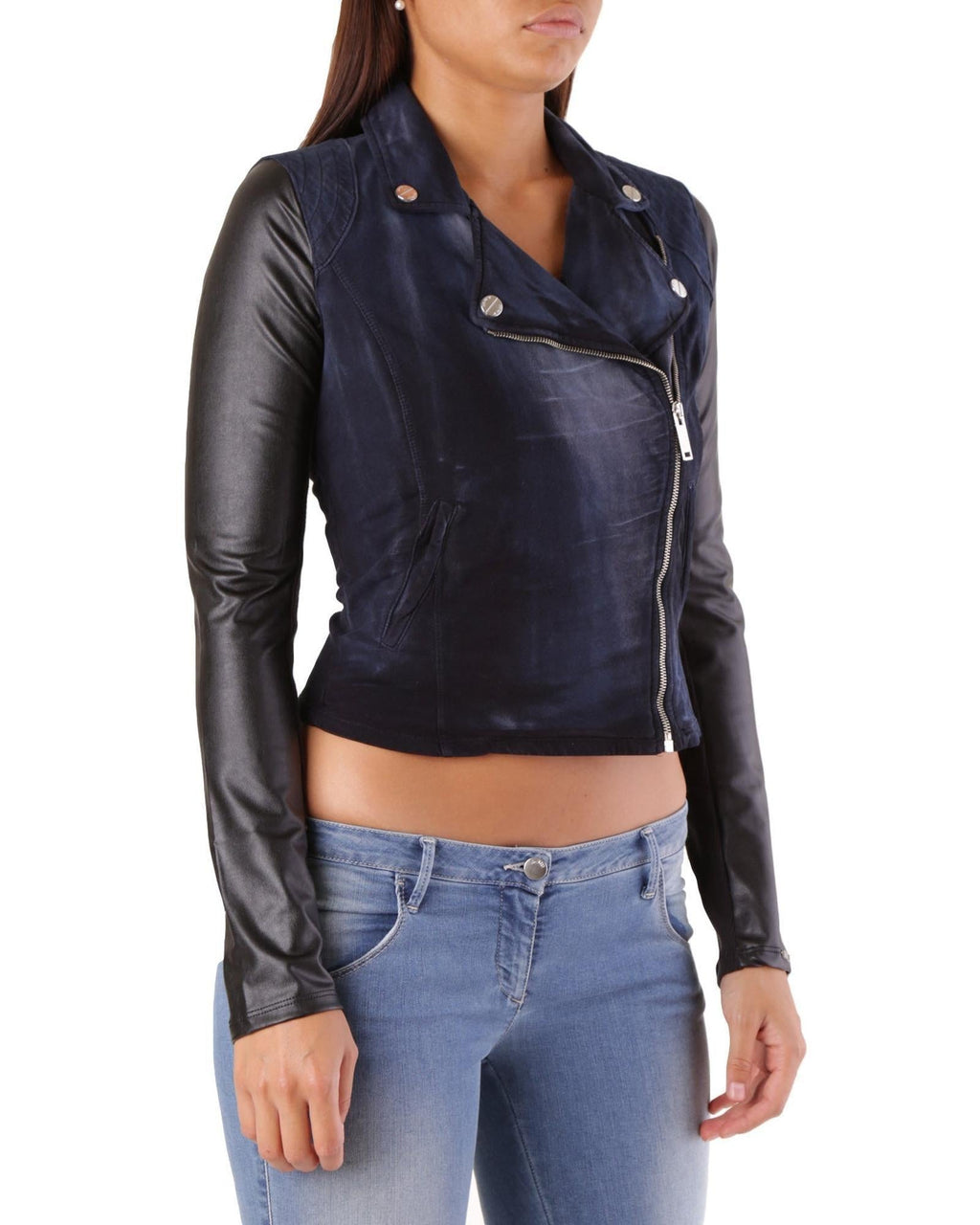 Met Blue Cotton Biker Jacket