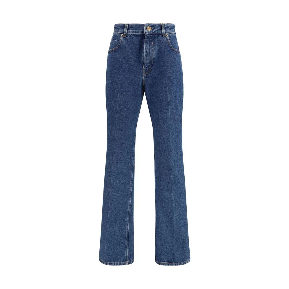 Balmain Blue Cotton Straight-Leg Jeans - Zeiniez