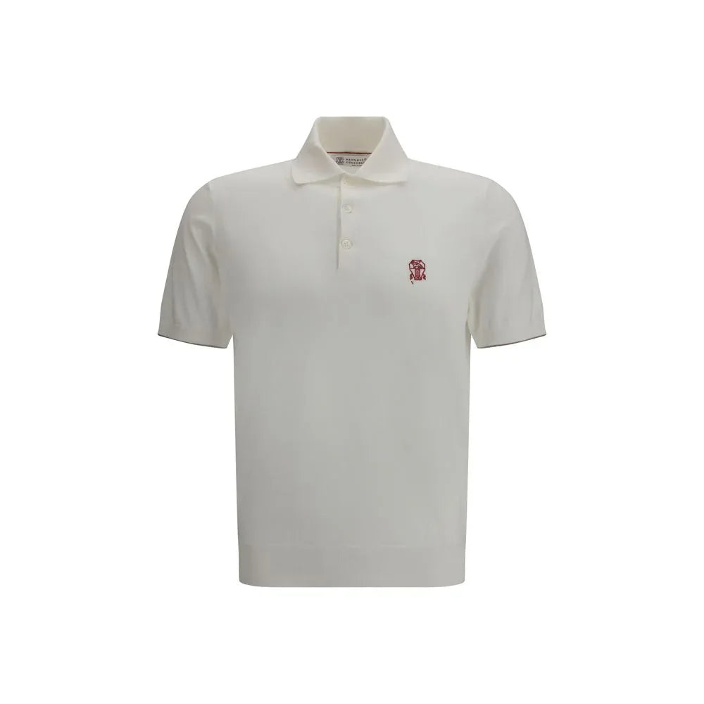Brunello Cucinelli White Cotton Polo Shirt - Zeiniez