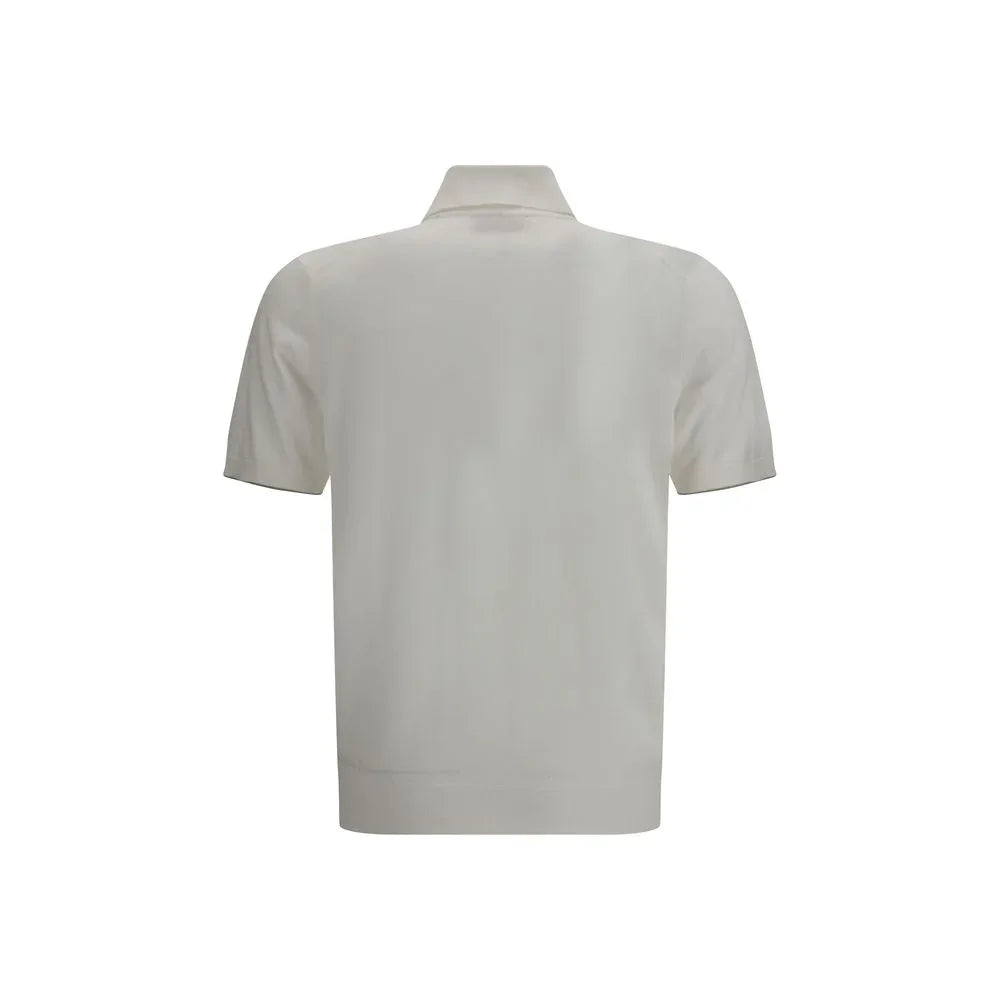 Brunello Cucinelli White Cotton Polo Shirt - Zeiniez