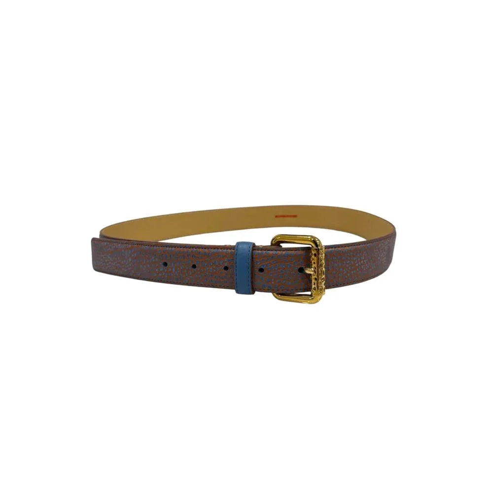Borbonese Brown Leather Women Belt with Gold Buckle - Zeiniez