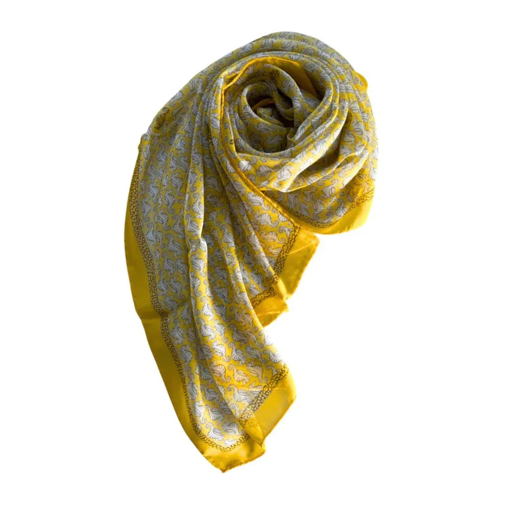 Borbonese Yellow Silk Women Scarf - Zeiniez