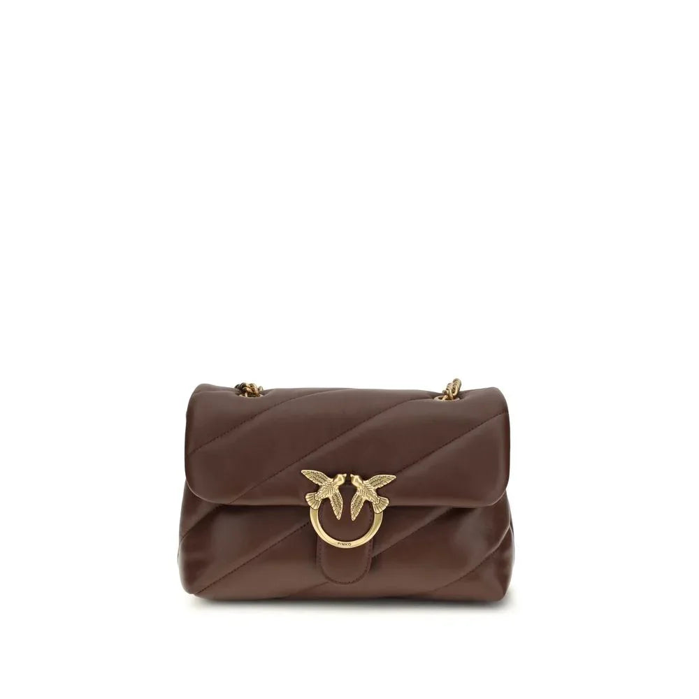 PINKO Brown Calf Leather Bos Taurus Shoulder Bag - Zeiniez