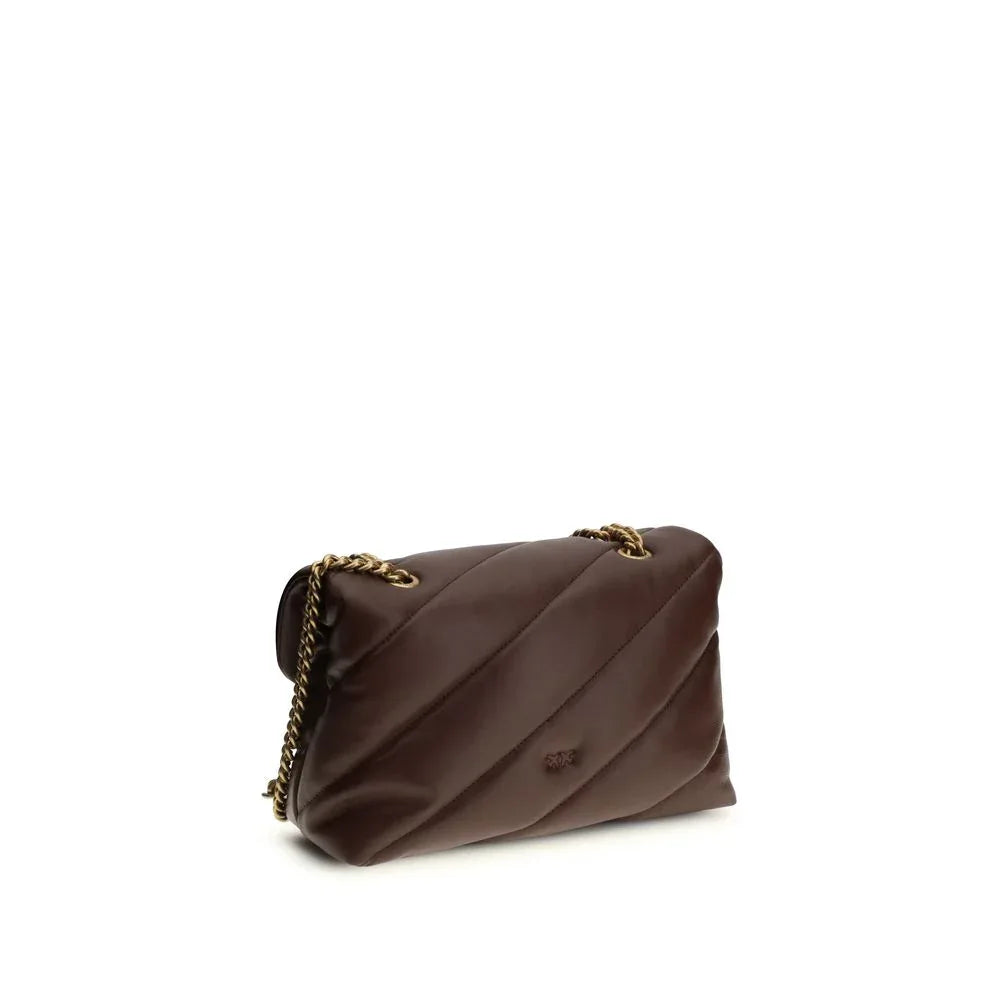 PINKO Brown Calf Leather Bos Taurus Shoulder Bag - Zeiniez