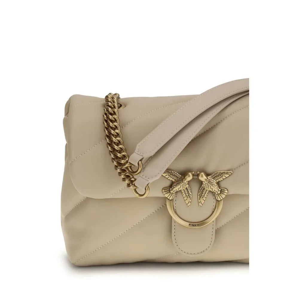 PINKO Beige Calf Leather Bos Taurus Shoulder Bag - Zeiniez