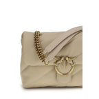PINKO Beige Calf Leather Bos Taurus Shoulder Bag - Zeiniez