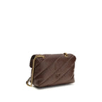 PINKO Brown Calf Leather Bos Taurus Shoulder Bag - Zeiniez