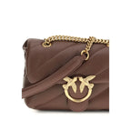 PINKO Brown Calf Leather Bos Taurus Shoulder Bag - Zeiniez
