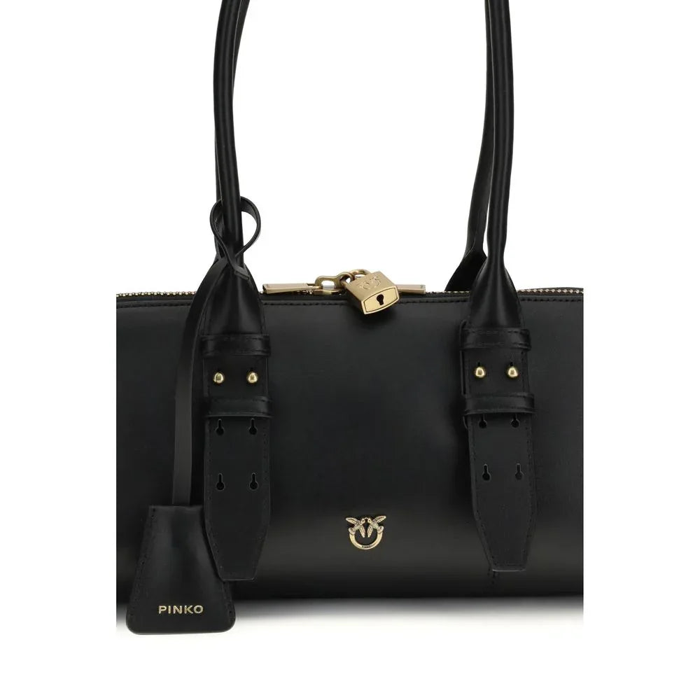PINKO Black Calf Leather Bos Taurus Shoulder Bag - Zeiniez