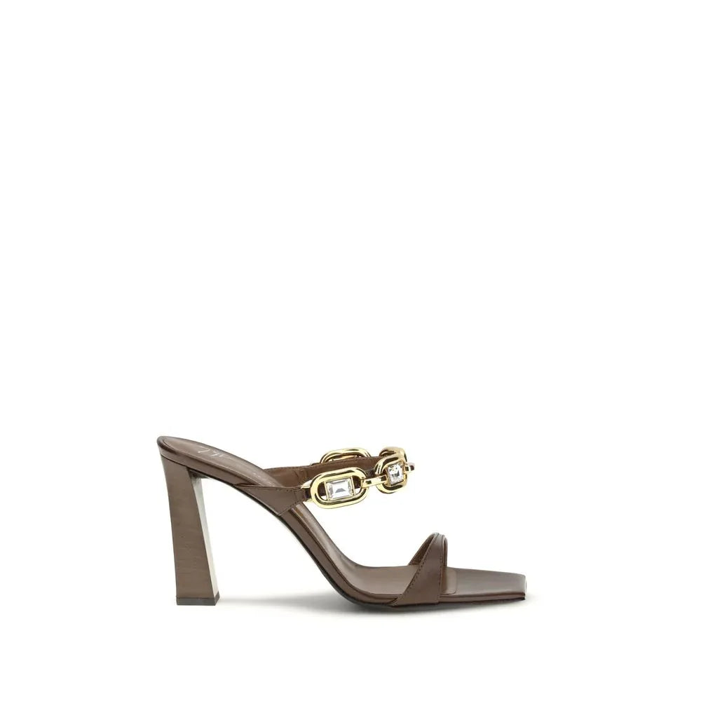 Giuseppe Zanotti Brown Calf Leather Bos Taurus Sandals - Zeiniez