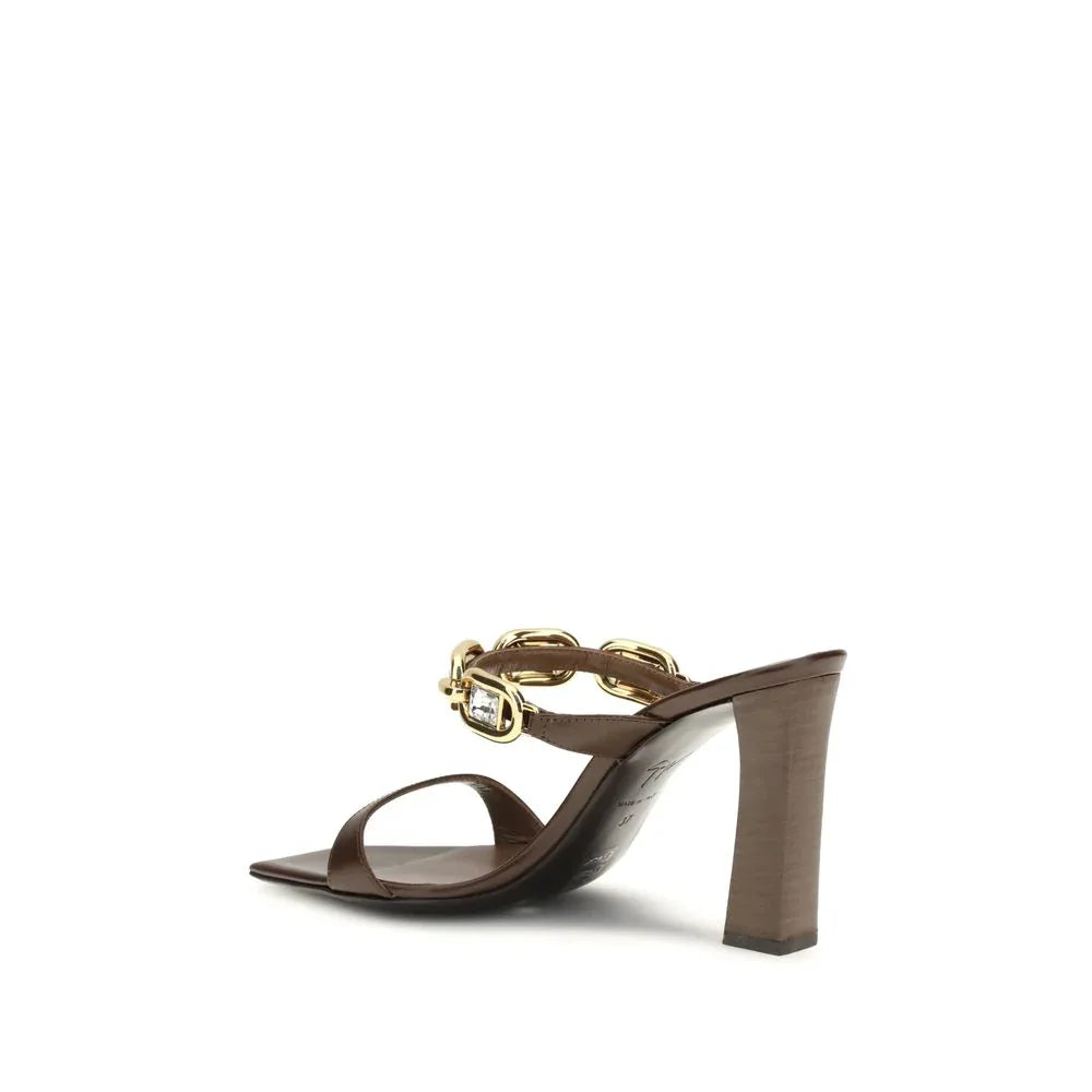 Giuseppe Zanotti Brown Calf Leather Bos Taurus Sandals - Zeiniez
