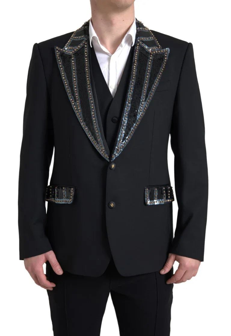 Dolce & Gabbana Black Wool Two-Piece Suit - Zeiniez