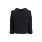 Valentino Black Fleece Wool Coat