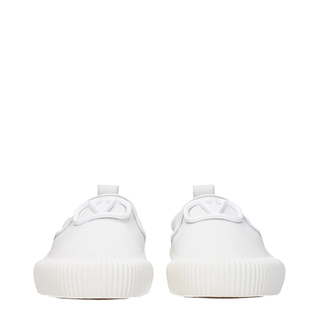 Valentino Garavani White Leather Slip-On Loafers - Zeiniez