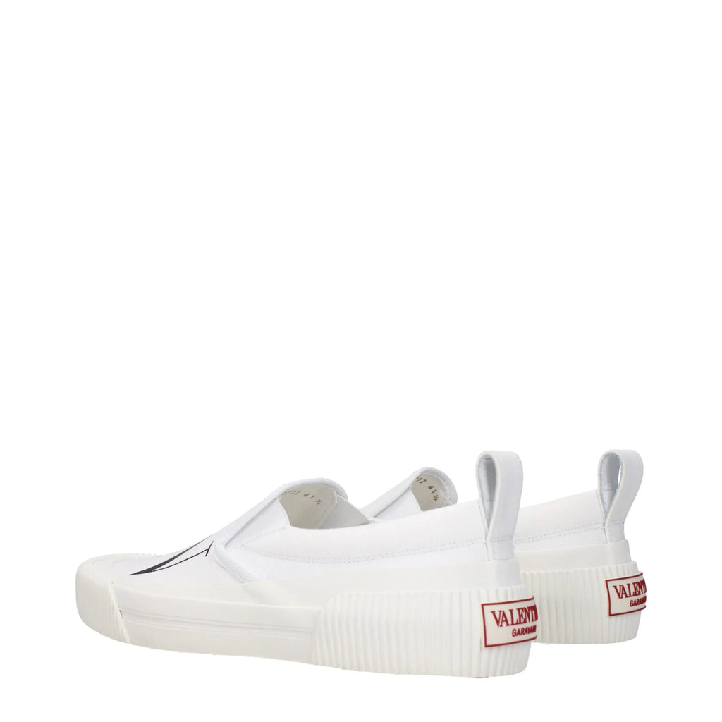 Valentino Garavani White Fabric Slip-On Loafers - Zeiniez