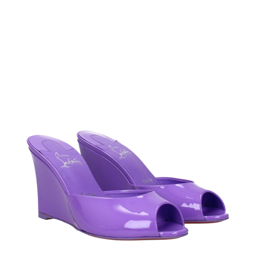 Christian Louboutin Purple Leather Wedge Sandals - Zeiniez