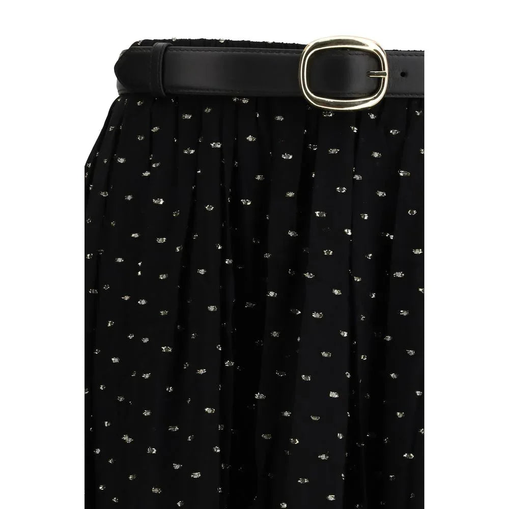 Self-Portrait Black Viscose Long Skirt - Zeiniez