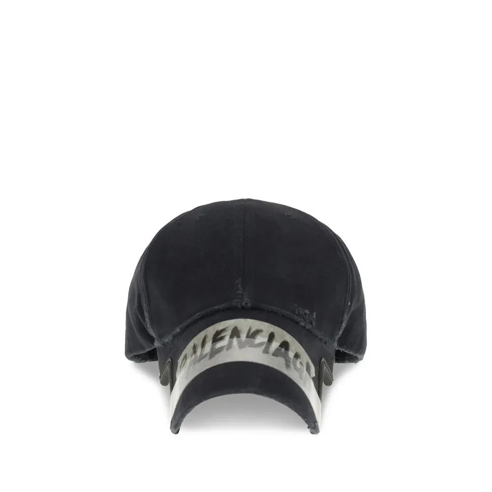 Balenciaga Black Cotton Cap (Baseball Hat) - Zeiniez