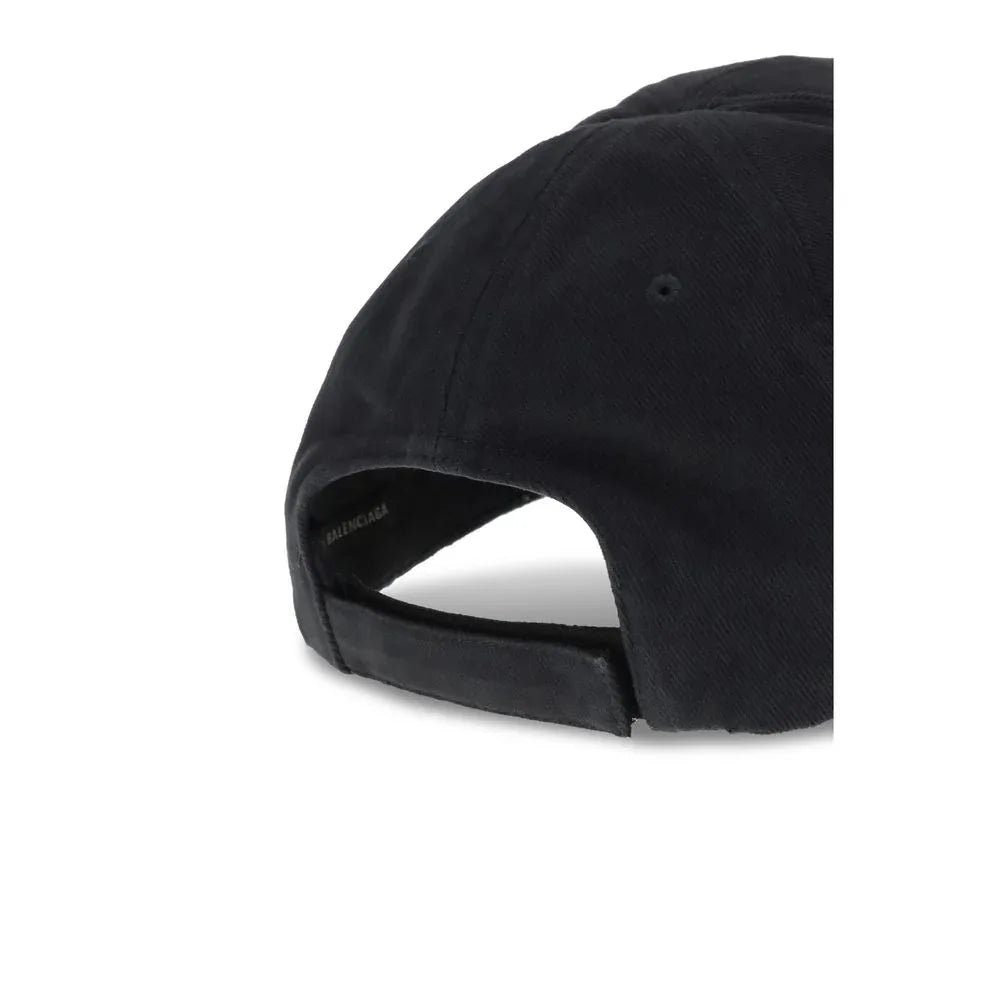 Balenciaga Black Cotton Cap (Baseball Hat) - Zeiniez