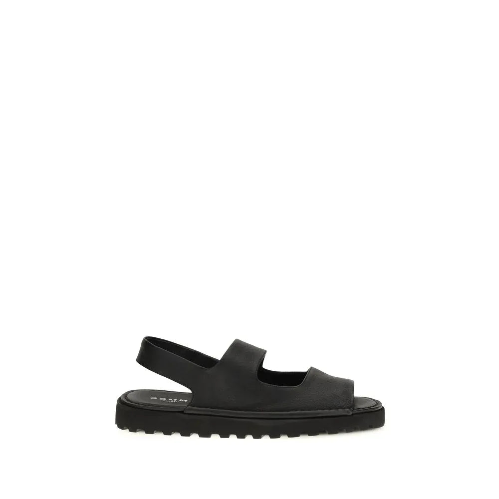 Marsell Black Calf Leather Bos Taurus Flat Sandals - Zeiniez